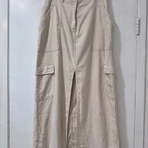 Max Studio Cream Maxi Skirt with Pockets
